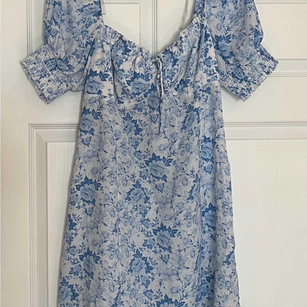 Floral Blue Baby Doll Dress
